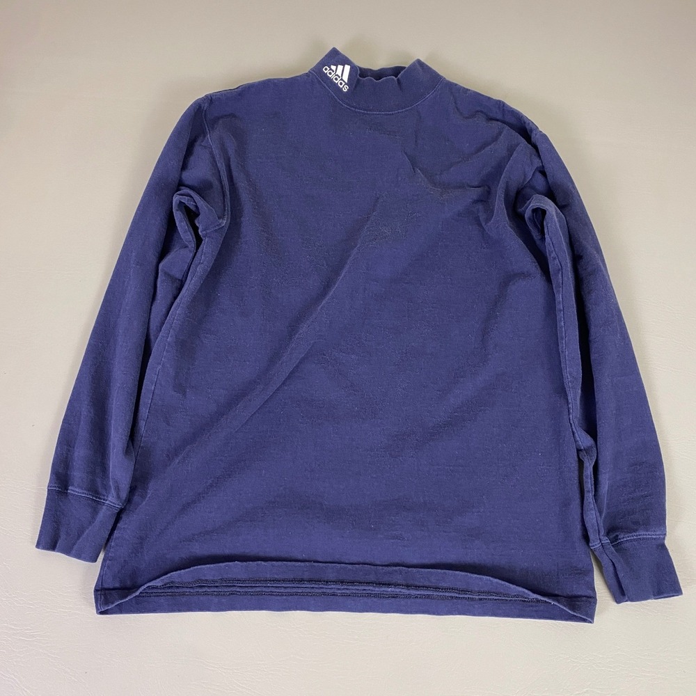 Adidas Mock Neck Long Sleeve Turtleneck Sweater Top Women's Medium Blue *Flaw